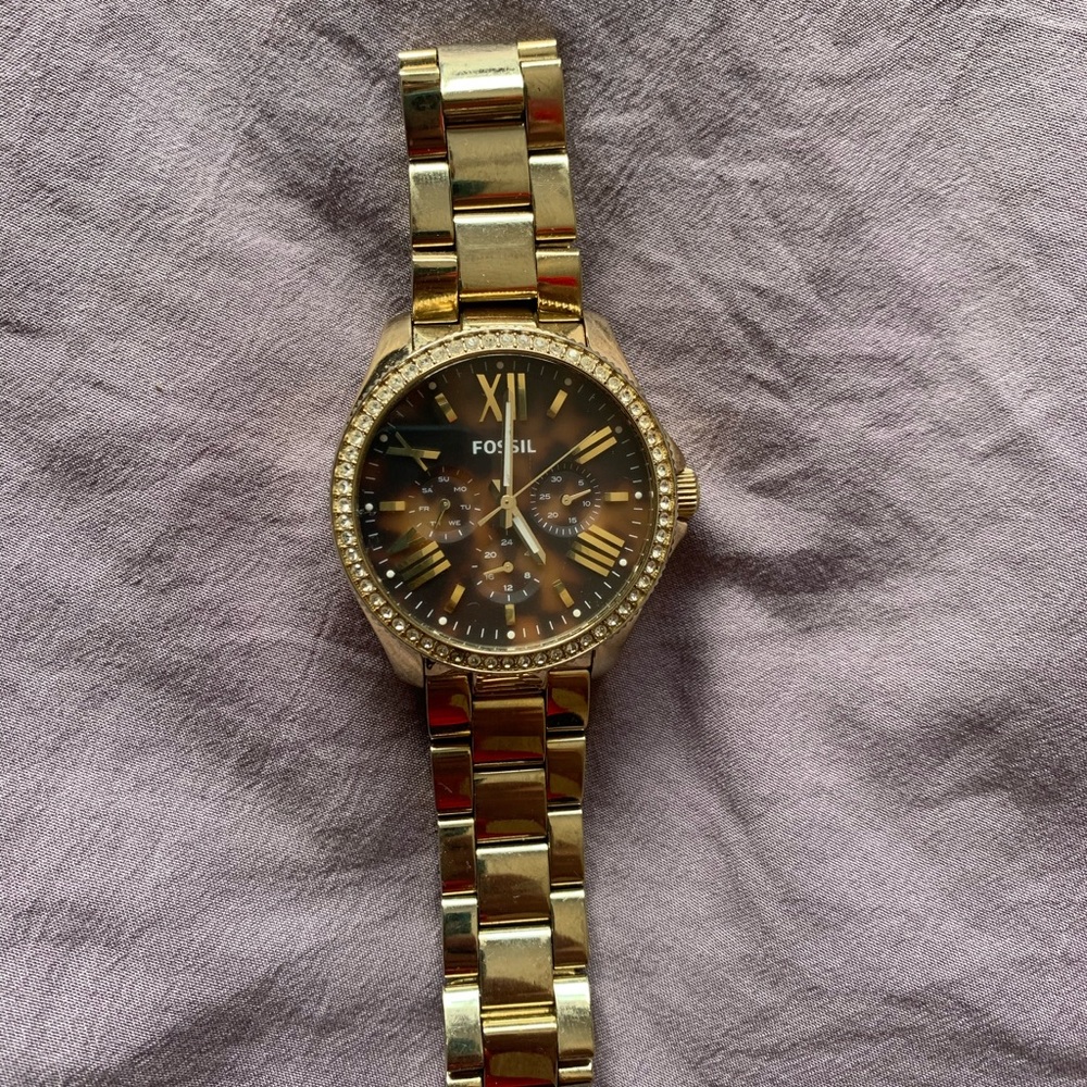 Gold And Tortoise Shell Fossil Watch - image 1